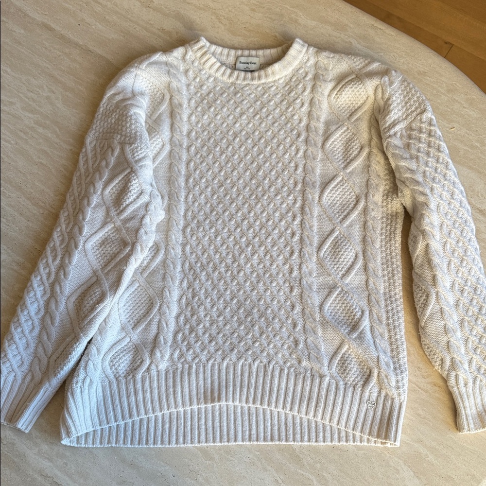 Aritzia Cream Cable Knit Sweater